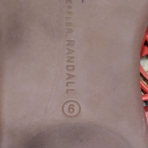 Loeffler Randall Heartla Ankle Wrap Sandal Open Toe Strappy Flat Red Women's 6 - Picture 9 of 9